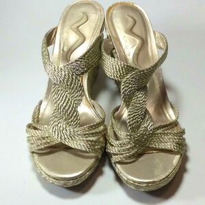 Metallic Gold Wedge Sandals